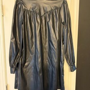 Black Faux Leather Long Sleeve Dress